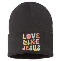 Groovy Love Like Jesus Religious God Women Christian Sustainable Knit Beanie