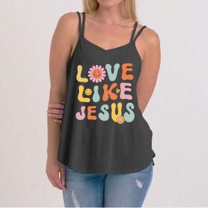 Groovy Love Like Jesus Religious God Women Christian Women's Strappy Tank