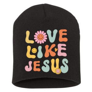 Groovy Love Like Jesus Religious God Women Christian Short Acrylic Beanie