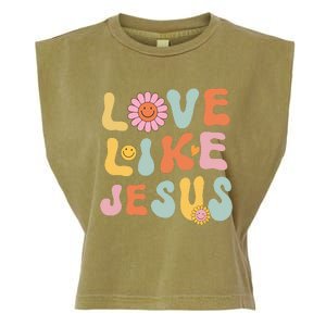 Groovy Love Like Jesus Religious God Women Christian Garment-Dyed Women's Muscle Tee