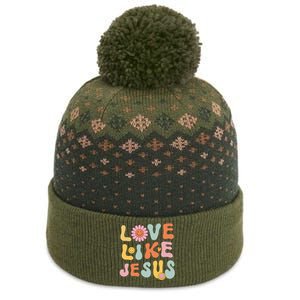 Groovy Love Like Jesus Religious God Women Christian The Baniff Cuffed Pom Beanie