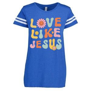 Groovy Love Like Jesus Religious God Women Christian Enza Ladies Jersey Football T-Shirt