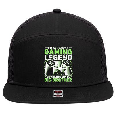 Gaming Legend Leveling Up To Big Brother Gamers Big Bro Gift 7 Panel Mesh Trucker Snapback Hat