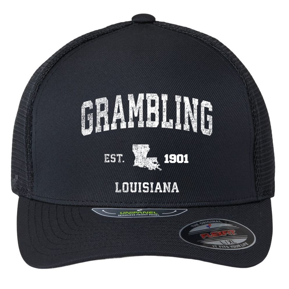 Grambling Louisiana La Vintage Sports Flexfit Unipanel Trucker Cap