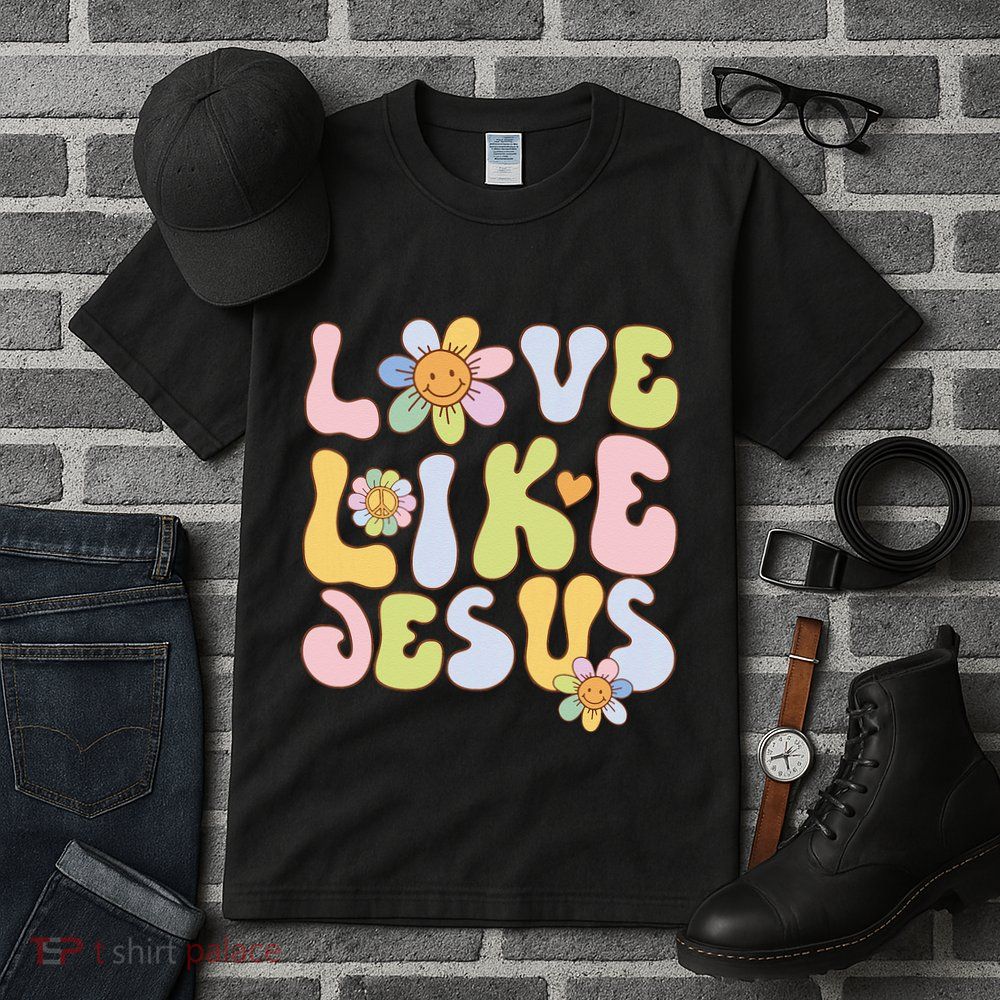 Groovy Love Like Jesus Religious God Christian Tall T-Shirt