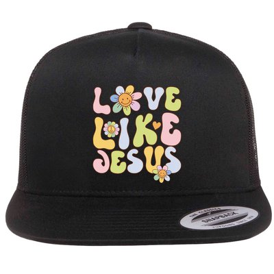 Groovy Love Like Jesus Religious God Christian Flatbill Hat
