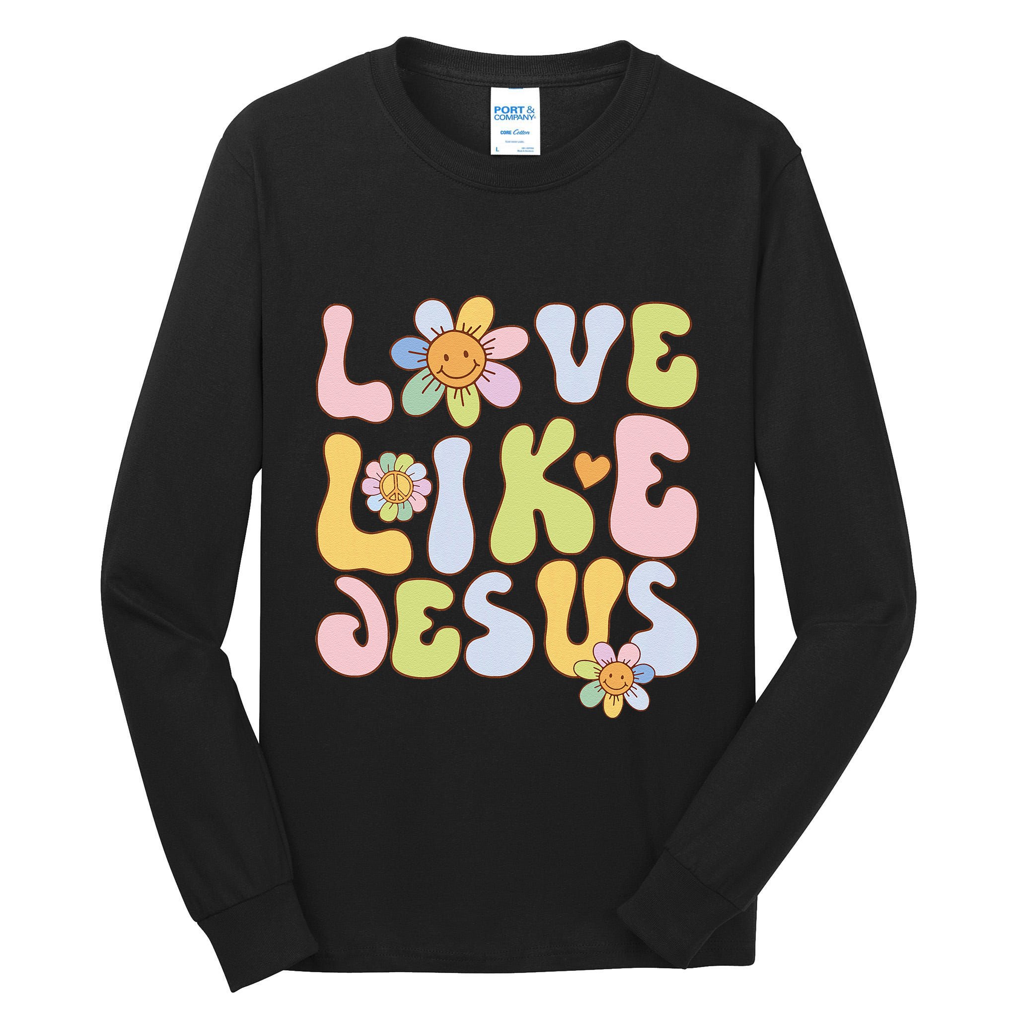 Groovy Love Like Jesus Religious God Christian Tall Long Sleeve T-Shirt