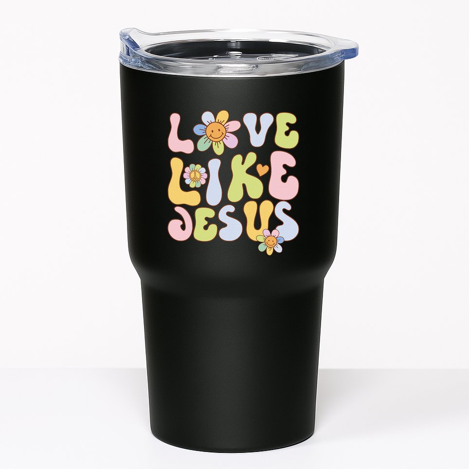 Groovy Love Like Jesus Religious God Christian Tumbler