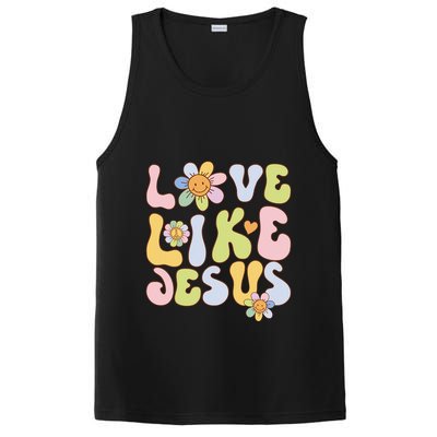 Groovy Love Like Jesus Religious God Christian PosiCharge Competitor Tank