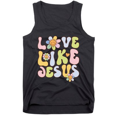 Groovy Love Like Jesus Religious God Christian Tank Top