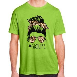 Gigi Life Leopard Messy Bun Funny Gigi Mother's Day Gift Adult ChromaSoft Performance T-Shirt