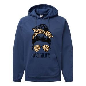 Gigi Life Leopard Messy Bun Funny Gigi Mother's Day Gift Performance Fleece Hoodie