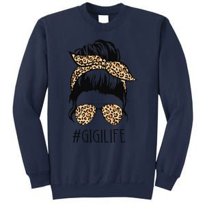 Gigi Life Leopard Messy Bun Funny Gigi Mother's Day Gift Sweatshirt