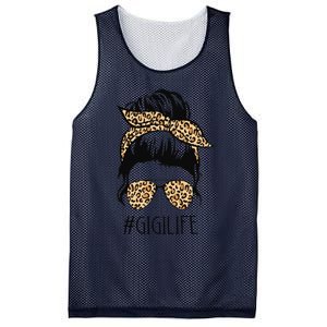 Gigi Life Leopard Messy Bun Funny Gigi Mother's Day Gift Mesh Reversible Basketball Jersey Tank