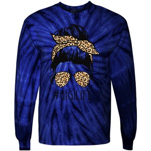 Gigi Life Leopard Messy Bun Funny Gigi Mother's Day Gift Tie-Dye Long Sleeve Shirt