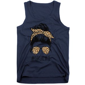 Gigi Life Leopard Messy Bun Funny Gigi Mother's Day Gift Tank Top