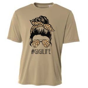 Gigi Life Leopard Messy Bun Funny Gigi Mother's Day Gift Cooling Performance Crew T-Shirt