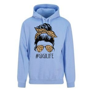 Gigi Life Leopard Messy Bun Funny Gigi Mother's Day Gift Unisex Surf Hoodie