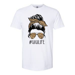 Gigi Life Leopard Messy Bun Funny Gigi Mother's Day Gift Softstyle CVC T-Shirt