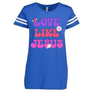 Groovy Love Like Jesus Christian 70s Hippie Enza Ladies Jersey Football T-Shirt