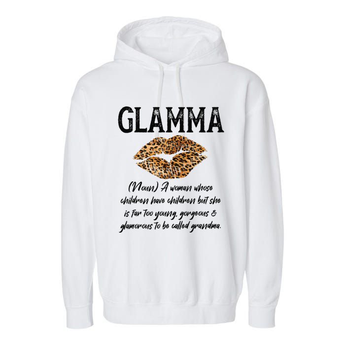 Glamma Leopard Lips Kiss GlamMa Description Mother's Day Garment-Dyed Fleece Hoodie