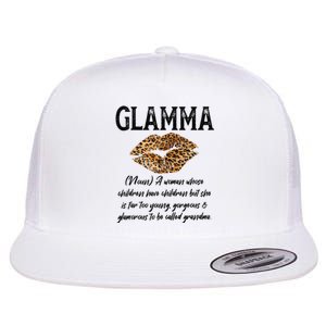 Glamma Leopard Lips Kiss GlamMa Description Mother's Day Flat Bill Trucker Hat