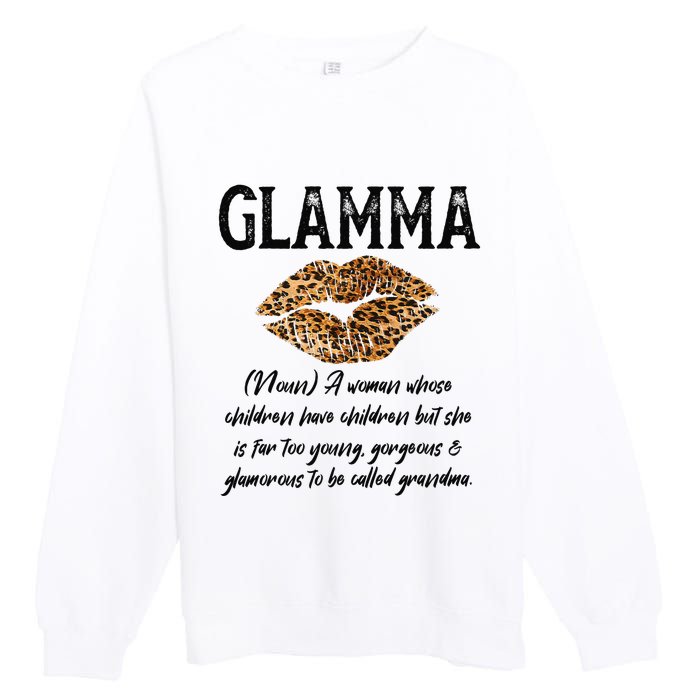 Glamma Leopard Lips Kiss GlamMa Description Mother's Day Premium Crewneck Sweatshirt