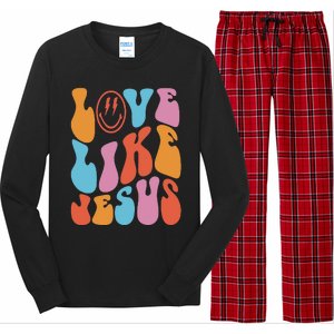 groovy Love Like Jesus Smile Face Aesthetic Trendy Long Sleeve Pajama Set