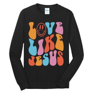 groovy Love Like Jesus Smile Face Aesthetic Trendy Tall Long Sleeve T-Shirt