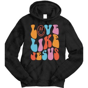 groovy Love Like Jesus Smile Face Aesthetic Trendy Tie Dye Hoodie