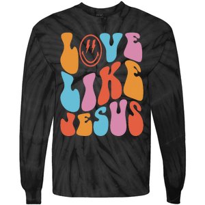 groovy Love Like Jesus Smile Face Aesthetic Trendy Tie-Dye Long Sleeve Shirt