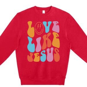 groovy Love Like Jesus Smile Face Aesthetic Trendy Premium Crewneck Sweatshirt