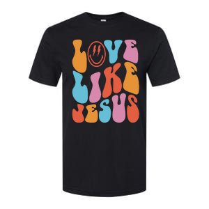 groovy Love Like Jesus Smile Face Aesthetic Trendy Softstyle CVC T-Shirt