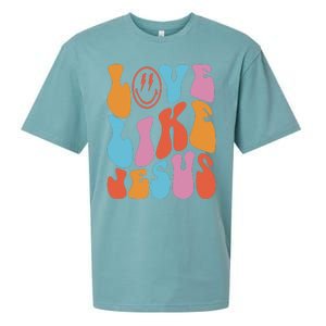 groovy Love Like Jesus Smile Face Aesthetic Trendy Sueded Cloud Jersey T-Shirt