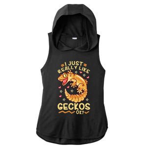 Gecko Lizard Leopard Geckos Terraristic Ladies PosiCharge Tri-Blend Wicking Draft Hoodie Tank