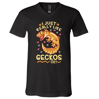 Gecko Lizard Leopard Geckos Terraristic V-Neck T-Shirt