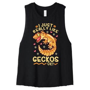 Gecko Lizard Leopard Geckos Terraristic Women's Racerback Cropped Tank