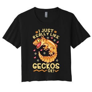 Gecko Lizard Leopard Geckos Terraristic Women's Crop Top Tee