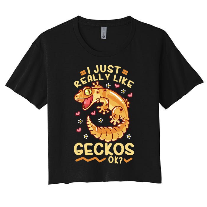 Gecko Lizard Leopard Geckos Terraristic Women's Crop Top Tee