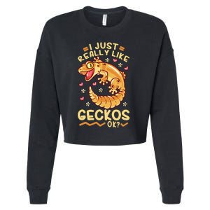 Gecko Lizard Leopard Geckos Terraristic Cropped Pullover Crew