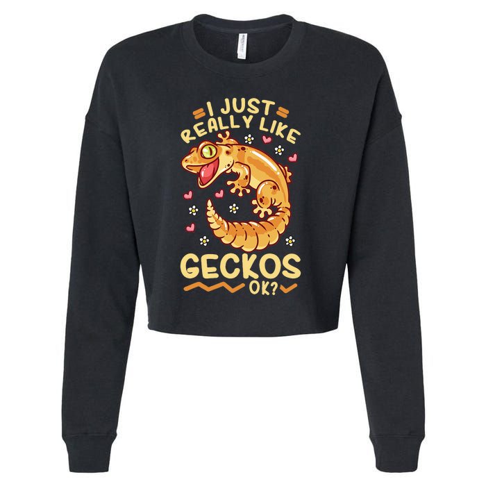 Gecko Lizard Leopard Geckos Terraristic Cropped Pullover Crew