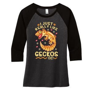 Gecko Lizard Leopard Geckos Terraristic Women's Tri-Blend 3/4-Sleeve Raglan Shirt