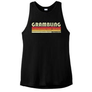 Grambling La Louisiana Funny City Home Roots Gift Retro 80s Ladies PosiCharge Tri-Blend Wicking Tank