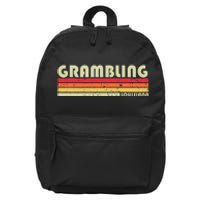 Grambling La Louisiana Funny City Home Roots Gift Retro 80s 16 in Basic Backpack