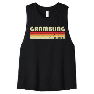 Grambling La Louisiana Funny City Home Roots Gift Retro 80s Women's Racerback Cropped Tank