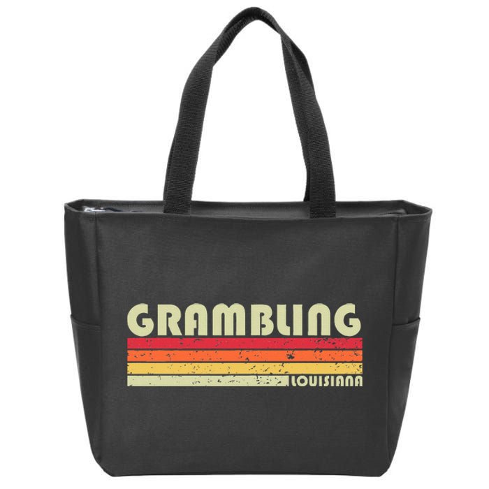 Grambling La Louisiana Funny City Home Roots Gift Retro 80s Zip Tote Bag