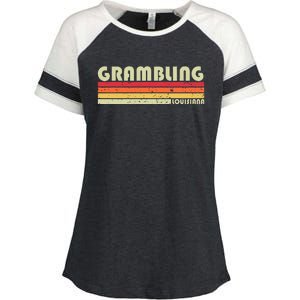 Grambling La Louisiana Funny City Home Roots Gift Retro 80s Enza Ladies Jersey Colorblock Tee