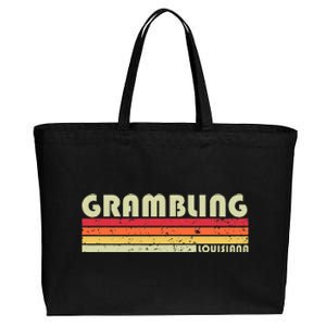 Grambling La Louisiana Funny City Home Roots Gift Retro 80s Cotton Canvas Jumbo Tote