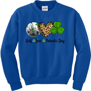 Golf Love Leopard Heart Shamrock St Patrick's Day Funny Gift Kids Sweatshirt