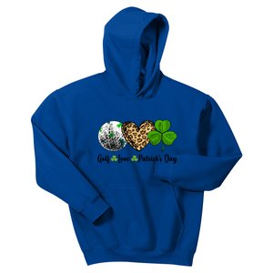 Golf Love Leopard Heart Shamrock St Patrick's Day Funny Gift Kids Hoodie